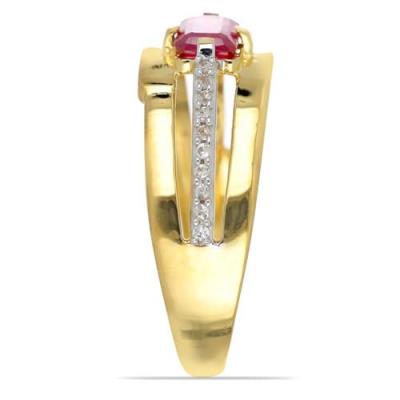BUY 14K GOLD REAL GLASS FILLED RUBY GEMSTONE CLASSIC RING